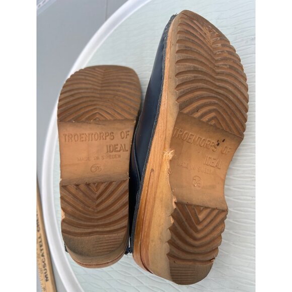 Troentorp Bastad Audubon Leather Clog Size 35 Navy Blue Leather Round Toe Comfy - Picture 7 of 9
